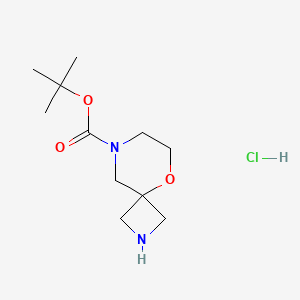 molecular formula C11H21ClN2O3 B2724197 tert-Butyl 5-oxa-2,8-diazaspiro[3.5]nonane-8-carboxylate hydrochloride CAS No. 2241130-99-2