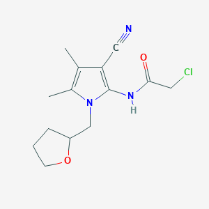 molecular formula C14H18ClN3O2 B2724205 2-chloro-N-[3-cyano-4,5-dimethyl-1-(oxolan-2-ylmethyl)pyrrol-2-yl]acetamide CAS No. 852400-21-6