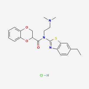 molecular formula C22H26ClN3O3S B2724206 N-(2-(dimethylamino)ethyl)-N-(6-ethylbenzo[d]thiazol-2-yl)-2,3-dihydrobenzo[b][1,4]dioxine-2-carboxamide hydrochloride CAS No. 1216487-75-0