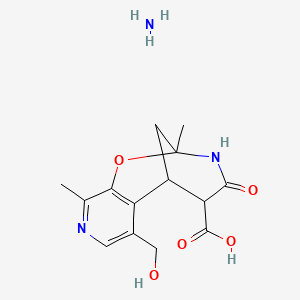 molecular formula C14H19N3O5 B2724218 Azane;3-(hydroxymethyl)-6,9-dimethyl-11-oxo-8-oxa-5,10-diazatricyclo[7.3.1.02,7]trideca-2(7),3,5-triene-12-carboxylic acid CAS No. 2380192-89-0
