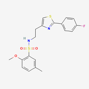 molecular formula C19H19FN2O3S2 B2724219 N-[2-[2-(4-fluorophenyl)-1,3-thiazol-4-yl]ethyl]-2-methoxy-5-methylbenzenesulfonamide CAS No. 896608-30-3