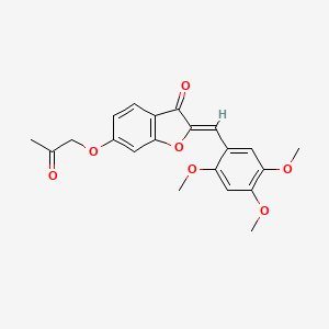 molecular formula C21H20O7 B2724222 (Z)-6-(2-氧代丙氧基)-2-(2,4,5-三甲氧基苯甲亚乙烯)苯并呋喃-3(2H)-酮 CAS No. 859662-70-7