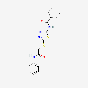 molecular formula C17H22N4O2S2 B2724233 2-ethyl-N-(5-((2-oxo-2-(p-tolylamino)ethyl)thio)-1,3,4-thiadiazol-2-yl)butanamide CAS No. 392291-26-8