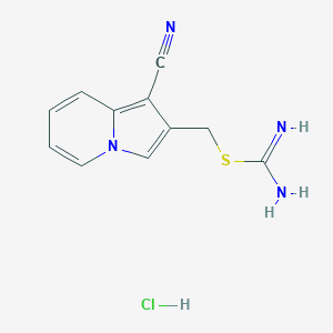 molecular formula C11H11ClN4S B2724239 (1-Cyanoindolizin-2-yl)methyl carbamimidothioate;hydrochloride CAS No. 2137584-99-5