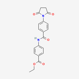 molecular formula C20H18N2O5 B2724245 乙基-4-(4-(2,5-二氧代吡咯啉-1-基)苯甲酰胺)苯甲酸酯 CAS No. 330200-91-4