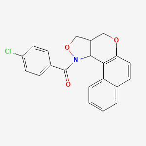 molecular formula C21H16ClNO3 B2724248 3a,11c-dihydro-3H-benzo[5,6]chromeno[4,3-c]isoxazol-1(4H)-yl(4-chlorophenyl)methanone CAS No. 477853-75-1