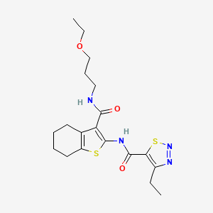 molecular formula C19H26N4O3S2 B2724251 N-{3-[(3-乙氧基丙基)碳酰基]-4,5,6,7-四氢-1-苯并噻吩-2-基}-4-乙基-1,2,3-噻二唑-5-基甲酰胺 CAS No. 899731-24-9