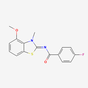 molecular formula C16H13FN2O2S B2724254 (E)-4-fluoro-N-(4-methoxy-3-methylbenzo[d]thiazol-2(3H)-ylidene)benzamide CAS No. 312750-16-6