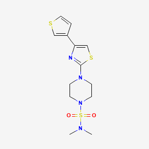 molecular formula C13H18N4O2S3 B2724260 N,N-二甲基-4-(4-(噻吩-3-基)噻唑-2-基)哌嗪-1-磺酰胺 CAS No. 1448031-26-2