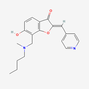 molecular formula C20H22N2O3 B2724262 (Z)-7-((butyl(methyl)amino)methyl)-6-hydroxy-2-(pyridin-4-ylmethylene)benzofuran-3(2H)-one CAS No. 896593-50-3