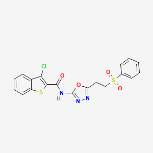 molecular formula C19H14ClN3O4S2 B2724270 3-氯-N-(5-(2-(苯基磺酰)乙基)-1,3,4-噁二唑-2-基)苯并噻吩-2-甲酰胺 CAS No. 923462-39-9