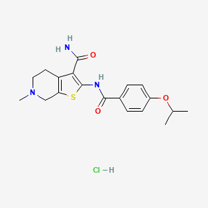 molecular formula C19H24ClN3O3S B2724272 2-(4-Isopropoxybenzamido)-6-methyl-4,5,6,7-tetrahydrothieno[2,3-c]pyridine-3-carboxamide hydrochloride CAS No. 1216749-00-6