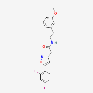 molecular formula C20H18F2N2O3 B2724273 2-(5-(2,4-二氟苯基)异噁唑-3-基)-N-(3-甲氧基苯乙基)乙酰胺 CAS No. 1105216-52-1