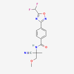 molecular formula C15H14F2N4O3 B2724275 N-(2-Cyano-1-methoxypropan-2-yl)-4-[5-(difluoromethyl)-1,2,4-oxadiazol-3-yl]benzamide CAS No. 2418707-14-7