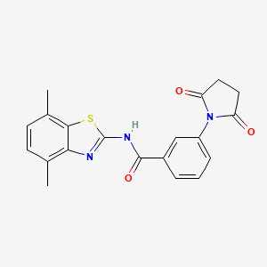 molecular formula C20H17N3O3S B2724279 N-(4,7-二甲基苯并噻唑-2-基)-3-(2,5-二氧代吡咯烷-1-基)苯甲酰胺 CAS No. 897618-07-4