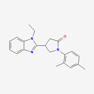 molecular formula C21H23N3O B2724290 1-(2,4-二甲基苯基)-4-(1-乙基苯并咪唑-2-基)吡咯烷-2-酮 CAS No. 847394-24-5