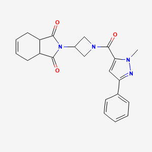 molecular formula C22H22N4O3 B2724307 2-(1-(1-methyl-3-phenyl-1H-pyrazole-5-carbonyl)azetidin-3-yl)-3a,4,7,7a-tetrahydro-1H-isoindole-1,3(2H)-dione CAS No. 2034235-19-1