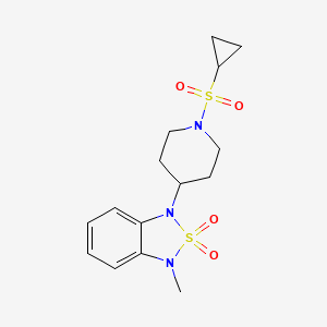 molecular formula C15H21N3O4S2 B2724313 1-(1-(Cyclopropylsulfonyl)piperidin-4-yl)-3-methyl-1,3-dihydrobenzo[c][1,2,5]thiadiazole 2,2-dioxide CAS No. 2034510-88-6