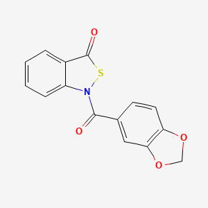 molecular formula C15H9NO4S B2724319 1-(1,3-Benzodioxole-5-carbonyl)-2,1-benzothiazol-3-one CAS No. 877811-76-2