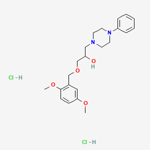 molecular formula C22H32Cl2N2O4 B2724322 1-((2,5-二甲氧基苯甲基)氧基)-3-(4-苯基哌嗪-1-基)丙酸-2-醇二盐酸盐 CAS No. 1185546-95-5
