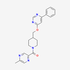 molecular formula C22H23N5O2 B2724328 (5-Methylpyrazin-2-yl)-[4-[(6-phenylpyrimidin-4-yl)oxymethyl]piperidin-1-yl]methanone CAS No. 2380044-22-2