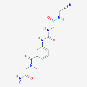 molecular formula C15H18N6O4 B2724329 N-(2-Amino-2-oxoethyl)-3-[[2-(cyanomethylamino)-2-oxoethyl]carbamoylamino]-N-methylbenzamide CAS No. 2305541-44-8