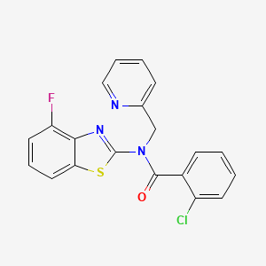 molecular formula C20H13ClFN3OS B2724335 2-chloro-N-(4-fluorobenzo[d]thiazol-2-yl)-N-(pyridin-2-ylmethyl)benzamide CAS No. 941878-17-7