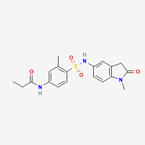 molecular formula C19H21N3O4S B2724337 N-(3-methyl-4-(N-(1-methyl-2-oxoindolin-5-yl)sulfamoyl)phenyl)propionamide CAS No. 921862-21-7