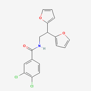 molecular formula C17H13Cl2NO3 B2724350 N-[2,2-bis(furan-2-yl)ethyl]-3,4-dichlorobenzamide CAS No. 2415633-69-9