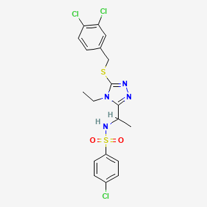 molecular formula C19H19Cl3N4O2S2 B2724370 4-氯-N-(1-{5-[(3,4-二氯苯甲基)硫代]-4-乙基-4H-1,2,4-三唑-3-基)乙基)苯磺酰胺 CAS No. 338954-03-3