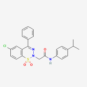 molecular formula C24H22ClN3O3S B2724380 2-(6-chloro-1,1-dioxido-4-phenyl-2H-1,2,3-benzothiadiazin-2-yl)-N-[4-(propan-2-yl)phenyl]acetamide CAS No. 1031554-97-8