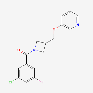 molecular formula C16H14ClFN2O2 B2724381 (3-Chloro-5-fluorophenyl)-[3-(pyridin-3-yloxymethyl)azetidin-1-yl]methanone CAS No. 2380034-72-8