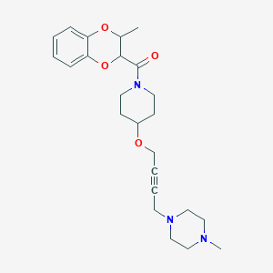 molecular formula C24H33N3O4 B2724382 (2-Methyl-2,3-dihydro-1,4-benzodioxin-3-yl)-[4-[4-(4-methylpiperazin-1-yl)but-2-ynoxy]piperidin-1-yl]methanone CAS No. 2415535-12-3