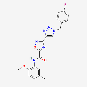 molecular formula C20H17FN6O3 B2724396 3-[1-(4-fluorobenzyl)-1H-1,2,3-triazol-4-yl]-N~5~-(2-methoxy-5-methylphenyl)-1,2,4-oxadiazole-5-carboxamide CAS No. 1251552-42-7