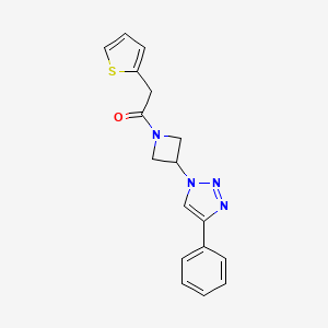 molecular formula C17H16N4OS B2724404 1-(3-(4-phenyl-1H-1,2,3-triazol-1-yl)azetidin-1-yl)-2-(thiophen-2-yl)ethanone CAS No. 2034265-15-9