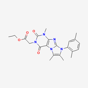 molecular formula C22H25N5O4 B2724413 Ethyl 2-[6-(2,5-dimethylphenyl)-4,7,8-trimethyl-1,3-dioxopurino[7,8-a]imidazol-2-yl]acetate CAS No. 878732-77-5