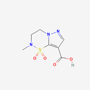molecular formula C7H9N3O4S B2724415 2-methyl-1,1-dioxo-2H,3H,4H-1lambda6-pyrazolo[1,5-e][1,2,5]thiadiazine-8-carboxylic acid CAS No. 2137829-00-4