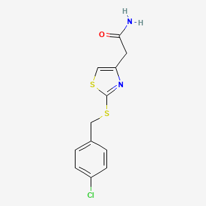 molecular formula C12H11ClN2OS2 B2724423 2-(2-((4-氯苄基)硫)噻唑-4-基)乙酰胺 CAS No. 941984-75-4