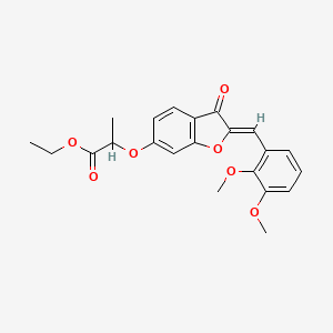 molecular formula C22H22O7 B2724428 (Z)-ethyl 2-((2-(2,3-dimethoxybenzylidene)-3-oxo-2,3-dihydrobenzofuran-6-yl)oxy)propanoate CAS No. 620546-68-1