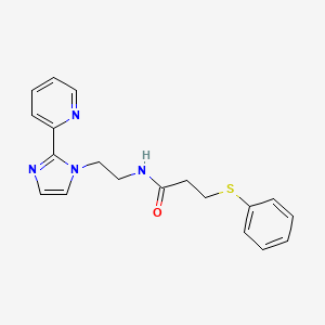 3-(phenylthio)-N-(2-(2-(pyridin-2-yl)-1H-imidazol-1-yl)ethyl)propanamide