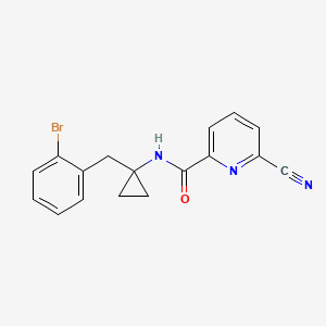 molecular formula C17H14BrN3O B2724433 N-[1-[(2-Bromophenyl)methyl]cyclopropyl]-6-cyanopyridine-2-carboxamide CAS No. 2249298-21-1