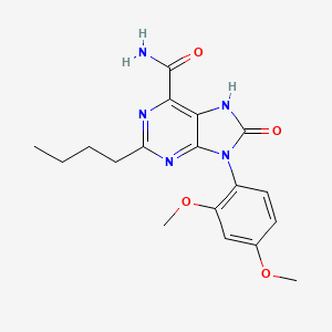 molecular formula C18H21N5O4 B2724446 2-butyl-9-(2,4-dimethoxyphenyl)-8-oxo-8,9-dihydro-7H-purine-6-carboxamide CAS No. 942010-16-4