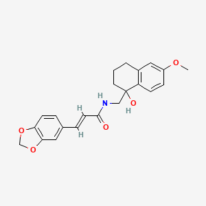 molecular formula C22H23NO5 B2724472 (E)-3-(benzo[d][1,3]dioxol-5-yl)-N-((1-hydroxy-6-methoxy-1,2,3,4-tetrahydronaphthalen-1-yl)methyl)acrylamide CAS No. 1904607-30-2