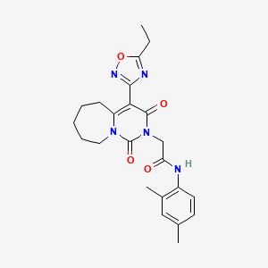 molecular formula C23H27N5O4 B2724473 N-(2,4-dimethylphenyl)-2-[4-(5-ethyl-1,2,4-oxadiazol-3-yl)-1,3-dioxo-3,5,6,7,8,9-hexahydropyrimido[1,6-a]azepin-2(1H)-yl]acetamide CAS No. 1775444-16-0