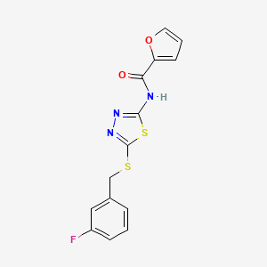 molecular formula C14H10FN3O2S2 B2724482 N-(5-((3-fluorobenzyl)thio)-1,3,4-thiadiazol-2-yl)furan-2-carboxamide CAS No. 392303-31-0