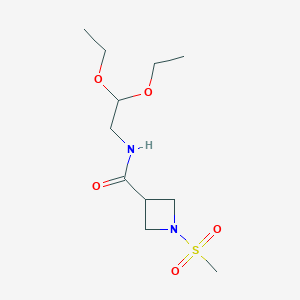 molecular formula C11H22N2O5S B2724483 N-(2,2-二乙氧基乙基)-1-(甲磺酰)氮杂环丙烷-3-甲酰胺 CAS No. 1428362-50-8