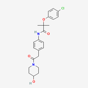 molecular formula C23H27ClN2O4 B2724495 2-(4-chlorophenoxy)-N-(4-(2-(4-hydroxypiperidin-1-yl)-2-oxoethyl)phenyl)-2-methylpropanamide CAS No. 1235194-24-7