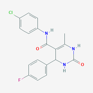molecular formula C18H15ClFN3O2 B2724506 N-(4-chlorophenyl)-4-(4-fluorophenyl)-6-methyl-2-oxo-1,2,3,4-tetrahydropyrimidine-5-carboxamide CAS No. 333768-15-3