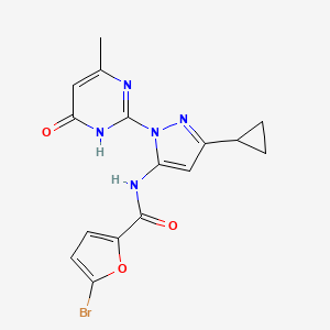 molecular formula C16H14BrN5O3 B2724520 5-bromo-N-(3-cyclopropyl-1-(4-methyl-6-oxo-1,6-dihydropyrimidin-2-yl)-1H-pyrazol-5-yl)furan-2-carboxamide CAS No. 1207018-18-5