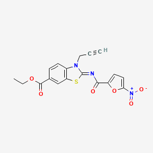 molecular formula C18H13N3O6S B2724521 (Z)-ethyl 2-((5-nitrofuran-2-carbonyl)imino)-3-(prop-2-yn-1-yl)-2,3-dihydrobenzo[d]thiazole-6-carboxylate CAS No. 941871-67-6